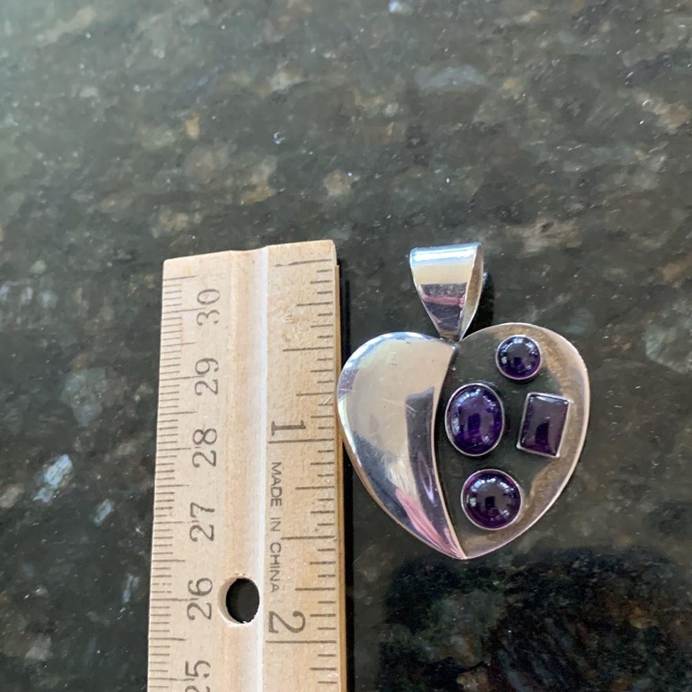 Jay King Sterling Heart with Amethyst Pendant - Picture 3 of 3